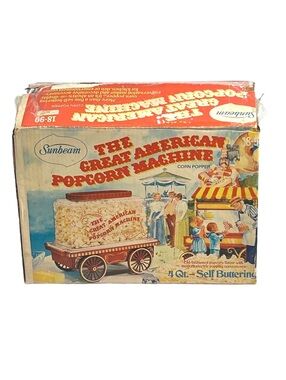 Sunbeam The Great American Popcorn Machine Corn Popper 4 Quart Self Buttering